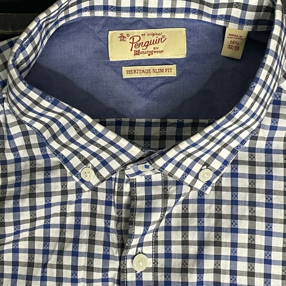 PENGUIN Heritage Slim Fit Plaid Dress Shirt - Picture 7 of 8